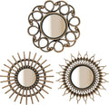 Retro Gold Mirrors for Wall Pack of 3. Round Mirrors. Decorative Mirrors.Small by MCCxxii