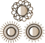 Retro Gold Mirrors for Wall Pack of 3. Round Mirrors. Decorative Mirrors.Small by MCCxxii