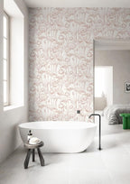 Timeet Floral Peel and Stick Wallpaper White and Pink Vintage Contact Paper 16" - Image 2