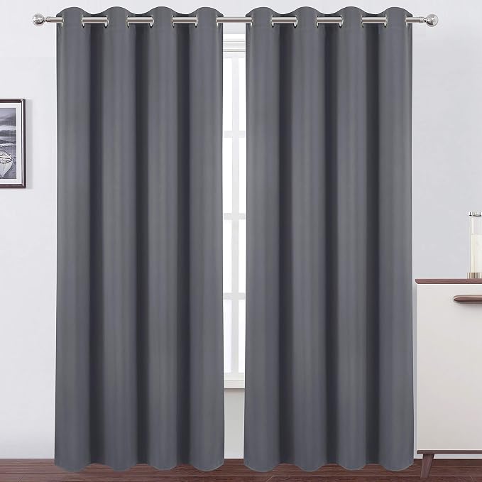 LEMOMO Blackout Curtains 66 x 95 inch/Grey Curtains Set of 2 Panels/Thermal by Lemomo
