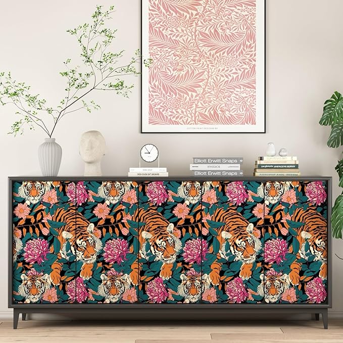 BOKEBEVE Extra Long Tiger Stick and Peel Wallpaper Vintage Floral Contact Paper - Image 5