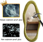 Honyee 55" x 24" Wavy Mirror, Flannel Wrapped Wooden Frame, Irregular Hanging - Image 6