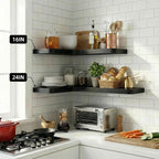 16 Inch Solid Wood Floating Corner Shelves 3 Pack - Image 2