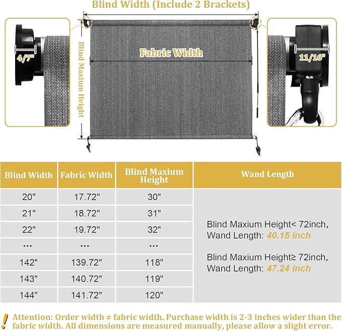 Shade&Beyond Custom Size Outdoor Roller Shades Cordless Patio Roll Up Blinds - Image 6