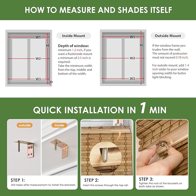LazBlinds Cordless Bamboo Roman Shades, Privacy Blinds - Image 6