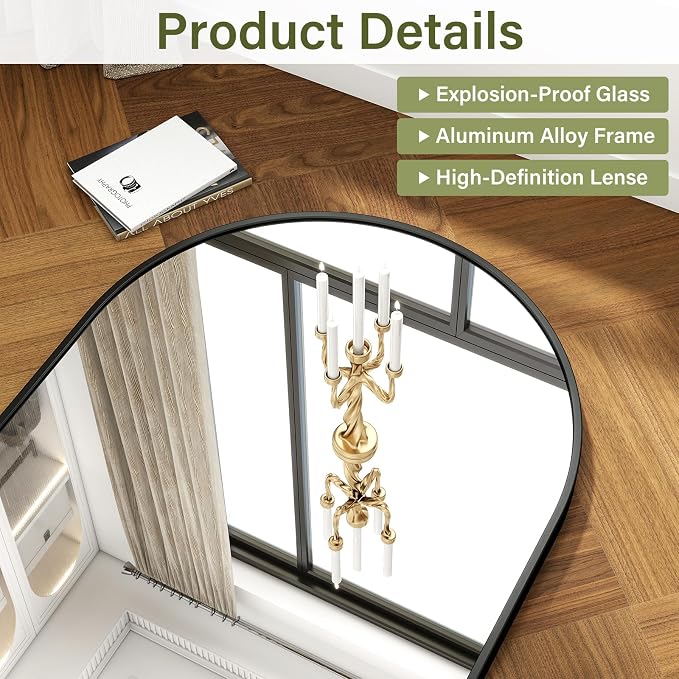 XRAMFY 32"x48" Arched Bathroom Mirror - Image 6