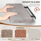 Live Edge Floating Shelf, 48 Inch Solid Elm Wood - Image 5