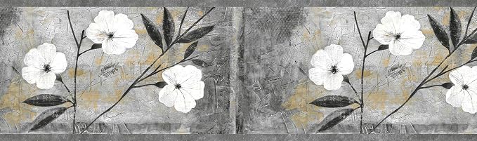 Dundee Deco Wallpaper Border Peel and Stick BD6054 Floral White, 15 ft x 7 in - Image 3