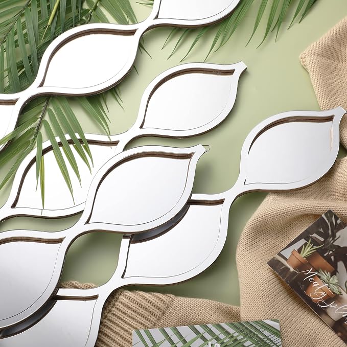 Qunclay Teardrop Mirror Wall Art Decorative Mirror Wall Decor Long Narrow Art - Image 3