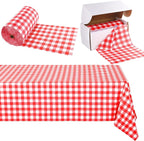 Kochorie 54 Inch x 500 Ft Red Checkered Plastic Table Cloth Roll Disposable by Kochorie
