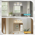 DORESshop 17 Inch Bathroom Light Fixtures, 3-Light White and Gold Bathroom - Image 3
