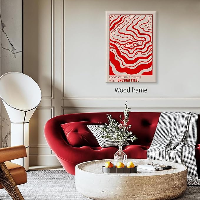 Retro Red Abstract Eye Canvas Wall Art Vintage Hippie Trippy Poster Affirmation - Image 3