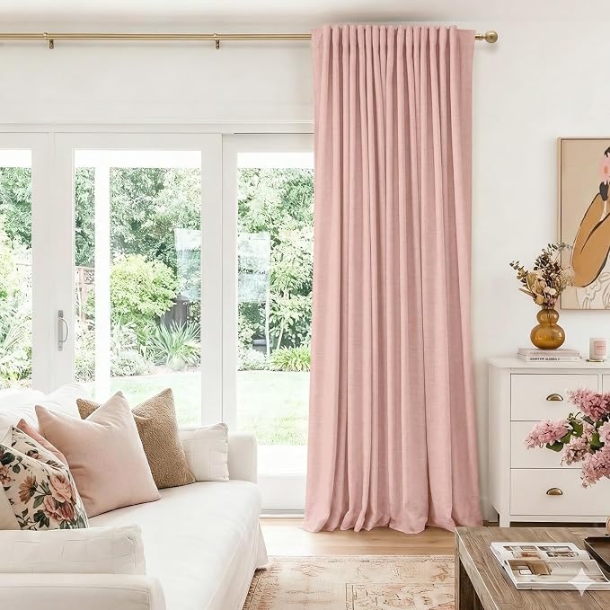 100% Blackout Shield Linen Blackout Sliding Door Curtains - Image 5
