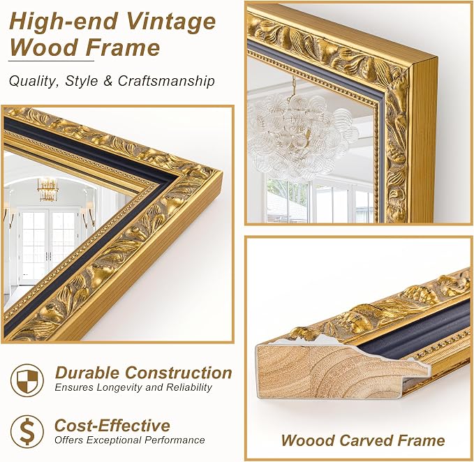 Large Vintage Decorative Mirror - Image 4