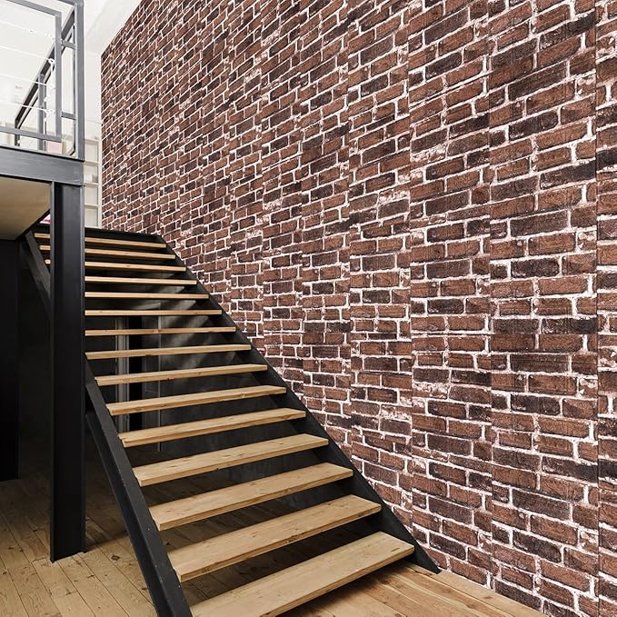 10PCS 3D Wall Panels Peel and Stick Foam 3D Brick Wallpaper Peel and Stick Red - Image 4