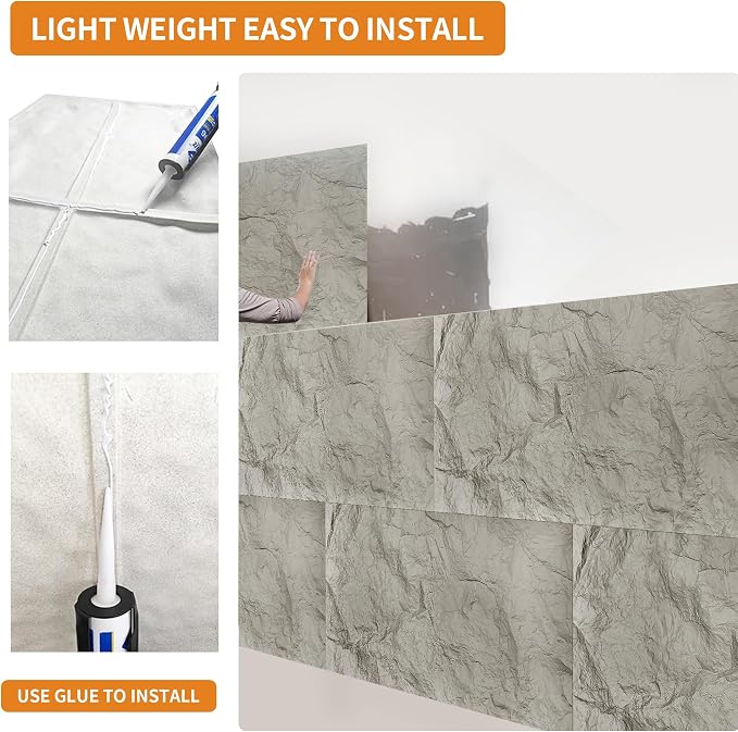 3D Faux Stone Wall Panels, Lightweight & Waterproof Accent Marble Rock Skin - Image 4