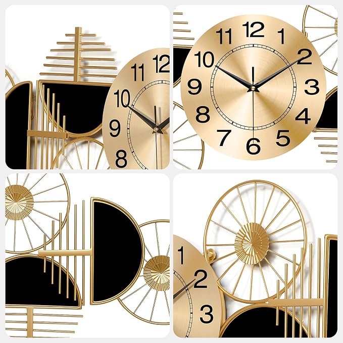 Large Wall Clock, Modern Silent Non-Ticking Metal Wall Art Wall Clocks Battery - Image 5