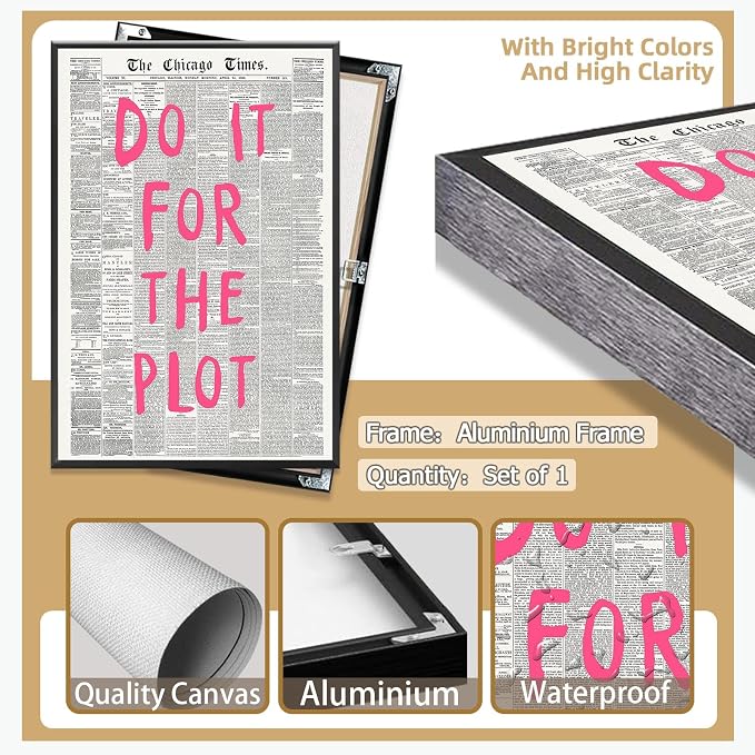 Liyark Retro Black And White Chicago Newspaper Poster Pink Trendy Preppy - Image 2