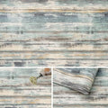 Arthome 17''x120'' Blue Rustic Wood Paper Self-Adhesive Removable Peel and by ArthomeWALLDECOR