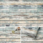 Arthome 17''x120'' Blue Rustic Wood Paper Self-Adhesive Removable Peel and by ArthomeWALLDECOR