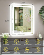 24x32 LED Bathroom Mirror with Lights, Super Bright Front & Backlit Vanity - Image 6