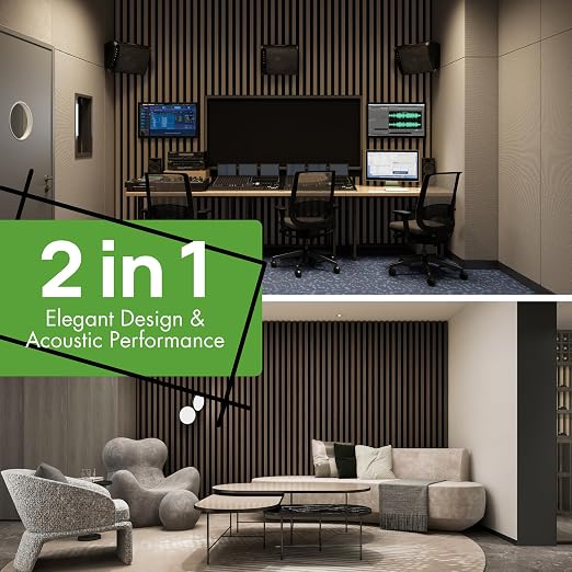 Art3d 4-Pack 12" x 24" Soundproof Wood Slat Panels, 8 sq.ft Acoustic Wall Panels - Image 6