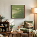 Vintage Framed Green Abstract Wall Art, Modern Minimalist Sage Green Canvas - Image 3