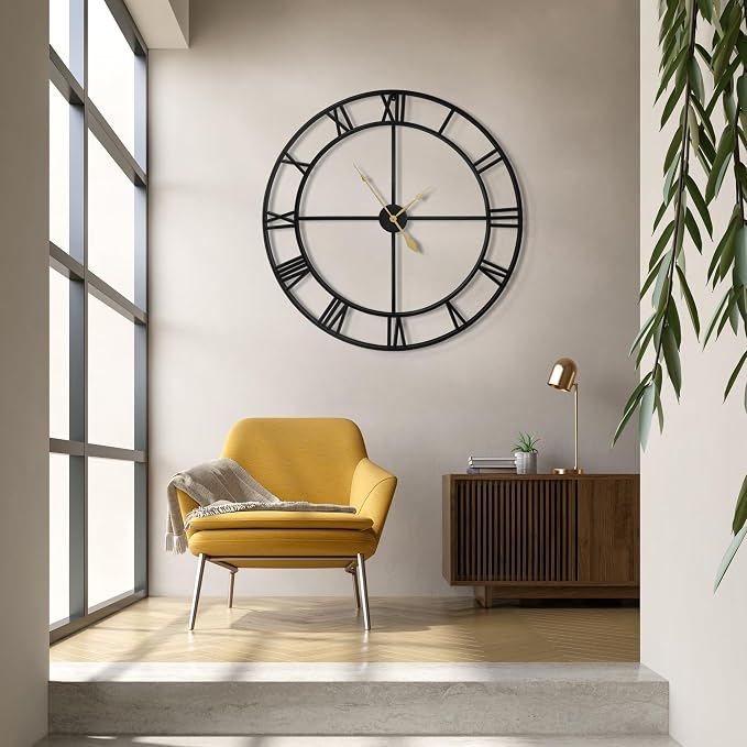 LEIKE 40 Inch Extra Large Modern Wall Clock, Oversize Rustic Round Nearly - Image 8