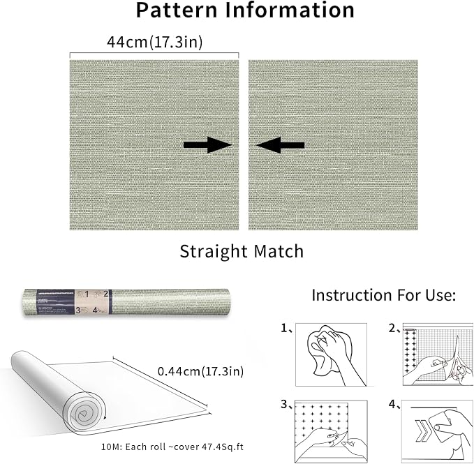 Simon&Siff Textured Grasscloth Peel and Stick Wallpaper 17.7"x394" Neutral Faux - Image 8