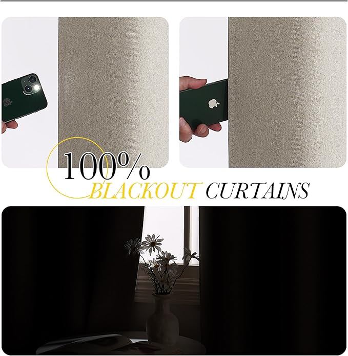 NICETOWN Linen 100% Blackout Insulated Patio Curtain 84" Long Burg, 1 Panel - Image 5