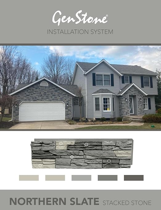 GenStone Faux Stacked Stone Panel 41" x 11.25" in Northern Slate Color - Image 5