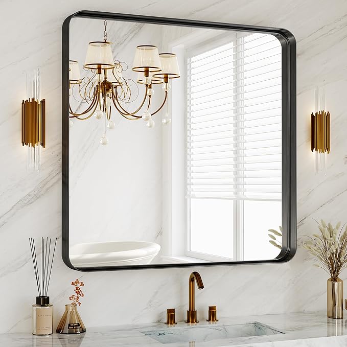 36 Inch Brushed Nickel Bathroom Mirrors by MYSUNORIA