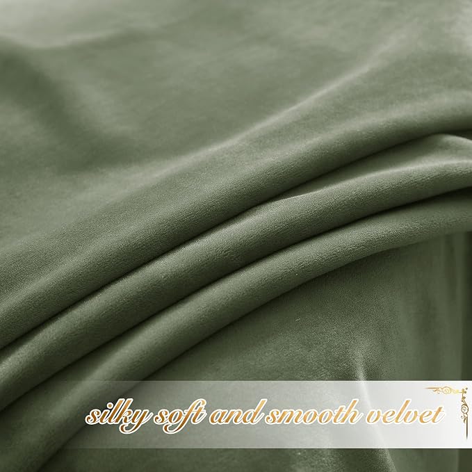 NICETOWN Sage Green Velvet Curtains 72 inches Long 2 Panels - Image 6