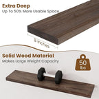 Floating Shelves for Wall Decor, 8 Inch Deep Rustic Solid Elm Wood Floating - Image 5