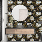Laatse Peony Floral Wallpaper Peel and Stick Gold Leaf Contact Paper Modern - Image 6
