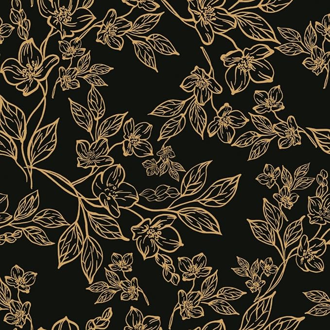 Ismoon Floral Peel and Stick Wallpaper Vintage Black and Gold Contact Paper by Ismoon