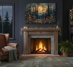 Full Moon Forest Canvas Wall Art Moonlit Pine Tree Mountains and Wildflowers - Image 2