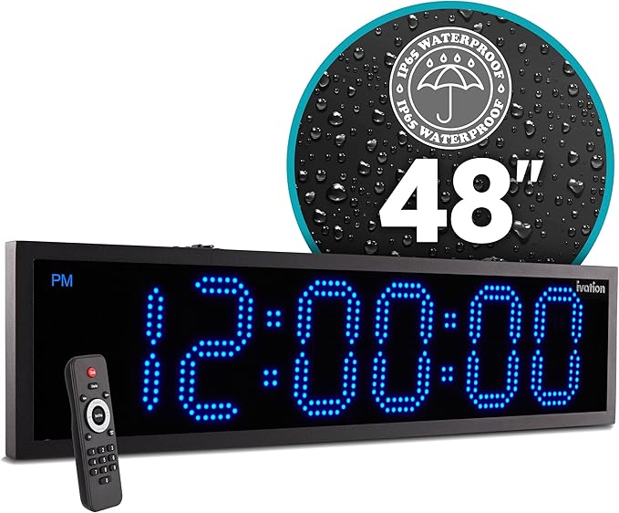 Ivation Oversized 48" Outdoor Waterproof Digital Clock, Auto Time Sync by Ivation