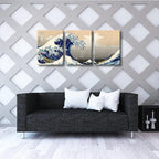 Wieco Art Great Wave of Kanagawa Katsushika Hokusai 3 Piece Modern Canvas - Image 2