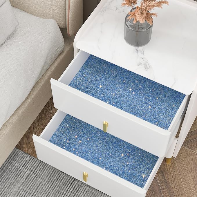 CHIHUT Holographic Blue Glitter Peel and Stick Wallpaper 15.7''x236'' - Image 5