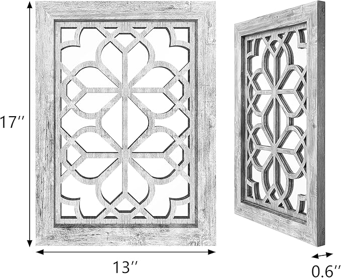 Set of 2 13x17 Inch Rectangular Shatterproof Decorative Wall Mirrors, Boho - Image 2