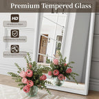 Syndra White Wood Frame Bathroom Mirror, Waterproof Slim Deep Frame, - Image 8