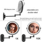 Ruacq Rechargeable Makeup Mirror Matte Black Double Sided Vanity Mirror - Image 5