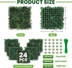 Grass Wall 24 Pack 10"x10" Artificial Boxwood Hedge Wall Panels, Privacy Hedge - Image 3