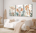 3 Pcs Safari Animals Nursery Canvas Wall Art Jungle Animals Cheetah Elephant - Image 3