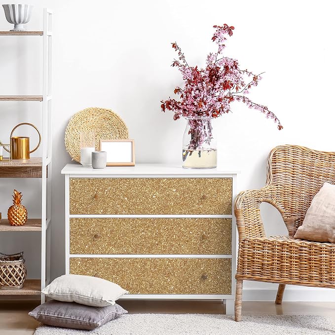 CRE8TIVE Champagne Gold Glitter Wallpaper Border Peel and Stick Wall Border - Image 2