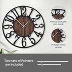 LEIKE Large Wall Clock 24'' Lighted Rustic Wood Clock - Image 5