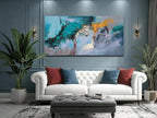 Anolyfi Teal Abstract Canvas Wall Art - Image 2