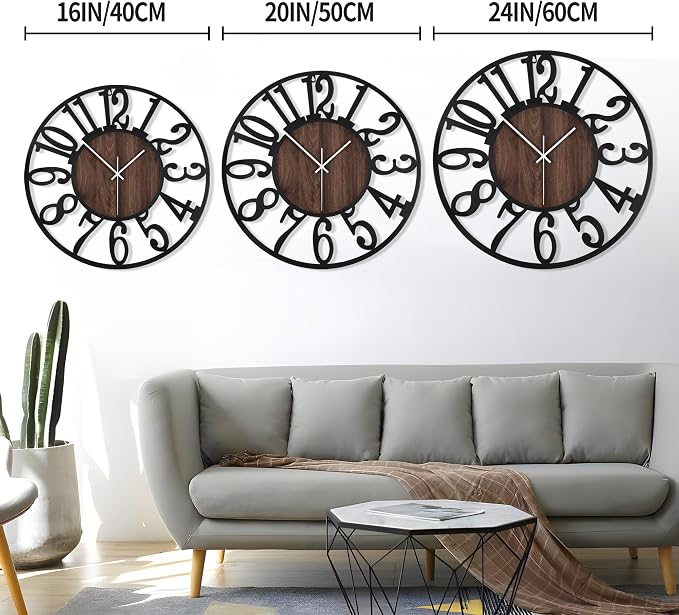 LEIKE Large Wall Clocks, Non Ticking, Battery Operated Big Retro Round Modern - Image 2