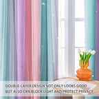 XiDi Curtains for Bedroom Decor, Kids Room Curtains for Girls Rainbow Colour - Image 2